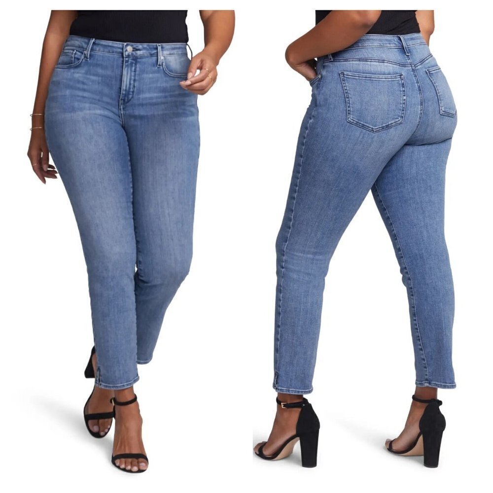 NWT NYDJ Curves Ankle Jeans Slim Skinny Aquino Blue Denim Plus 24 Short Casual